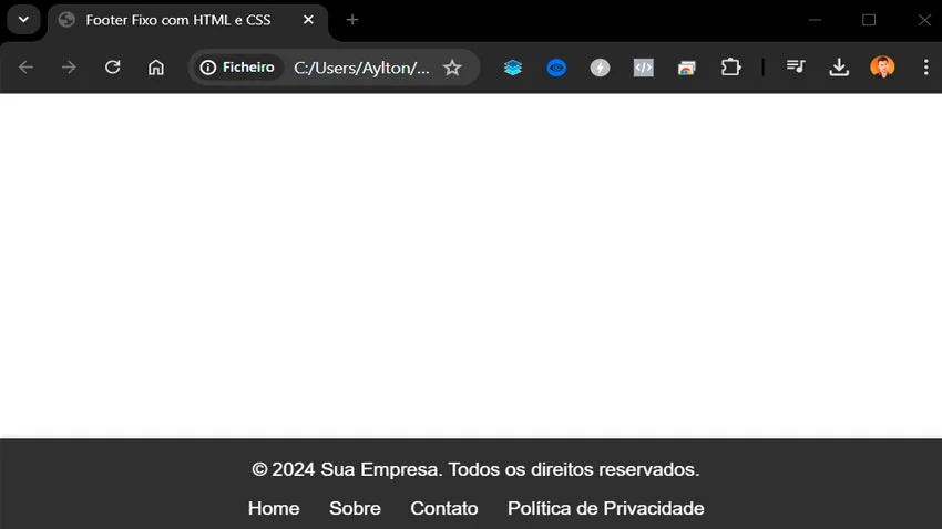 Rodapé Fixo com HTML e CSS - Criando um Footer Fixo - Por Aylton Inacio
