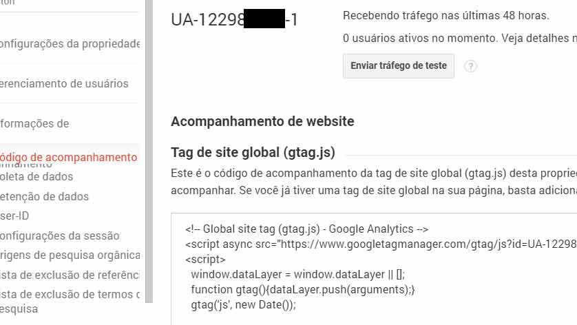Código de Acompanhamento no Google Analytics - Por Aylton Inacio