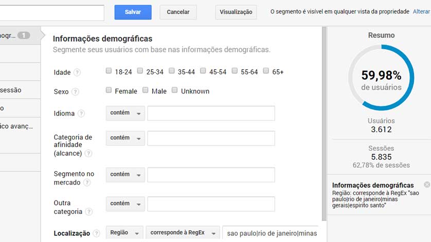 Criando um segmento agrapando dados por região - Por Aylton Inacio