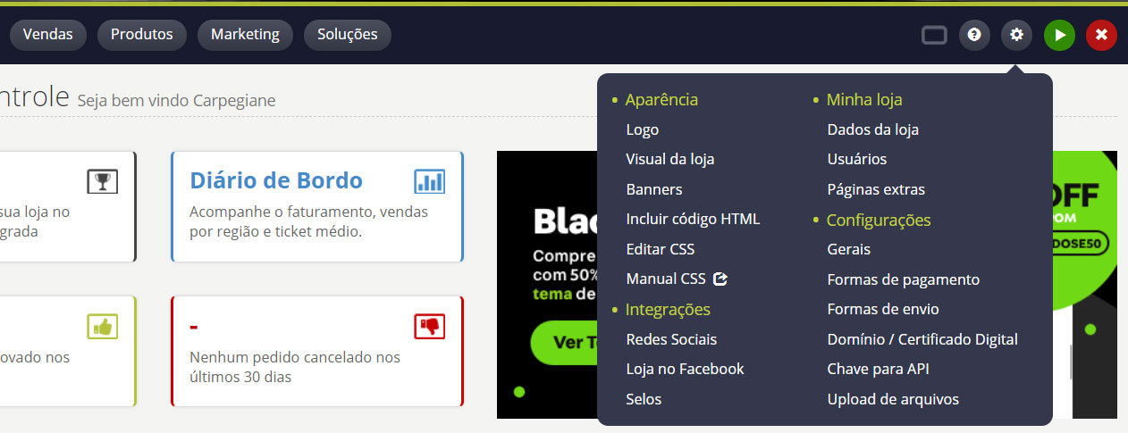 Configurações Loja Integrada - Por Aylton Inacio