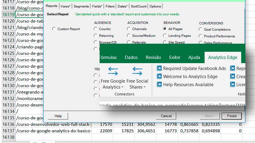 Exportando do Google Analytics com plugin pra Excel - Por Aylton Inacio - Como exportar dados do Google Analytics para o Excel
